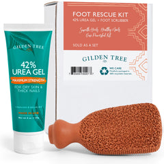 GILDEN TREE callus remover gel and foot scrubber kit packaging ready for at-home pedicure comfort.
