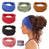 GiLi 6-pack wide headbands knotted cotton for sweat absorption during workouts