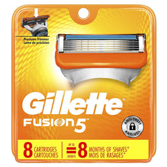 Gillette Fusion 5 Power cartridges close-up, highlighting PowerGlide blades for a smoother shave.