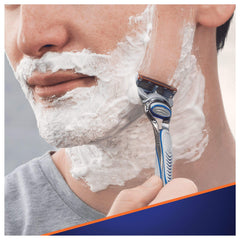 Gillette Fusion5 protective strip fades to signal blade replacement.