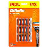 Gillette Fusion5 razor 12-blade pack showcases reliable, smooth shaves for daily grooming.