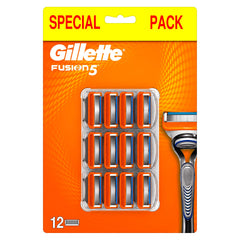 Gillette Fusion5 razor 12-blade pack showcases reliable, smooth shaves for daily grooming.