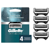 Gillette Intimate pubic razor cartridges package showing a 4-pack for gentle grooming