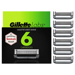GilletteLabs 6-count blade refills close-up showing sharp blades for a close shave.