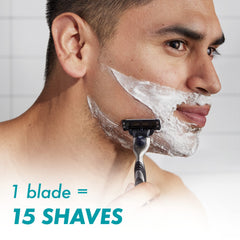 Gillette Mach3 refills with DuraComfort blades stay sharp longer.