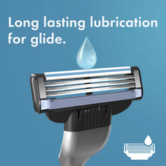 Mach3 razor refils inside box highlighting easy replacement and ongoing grooming.