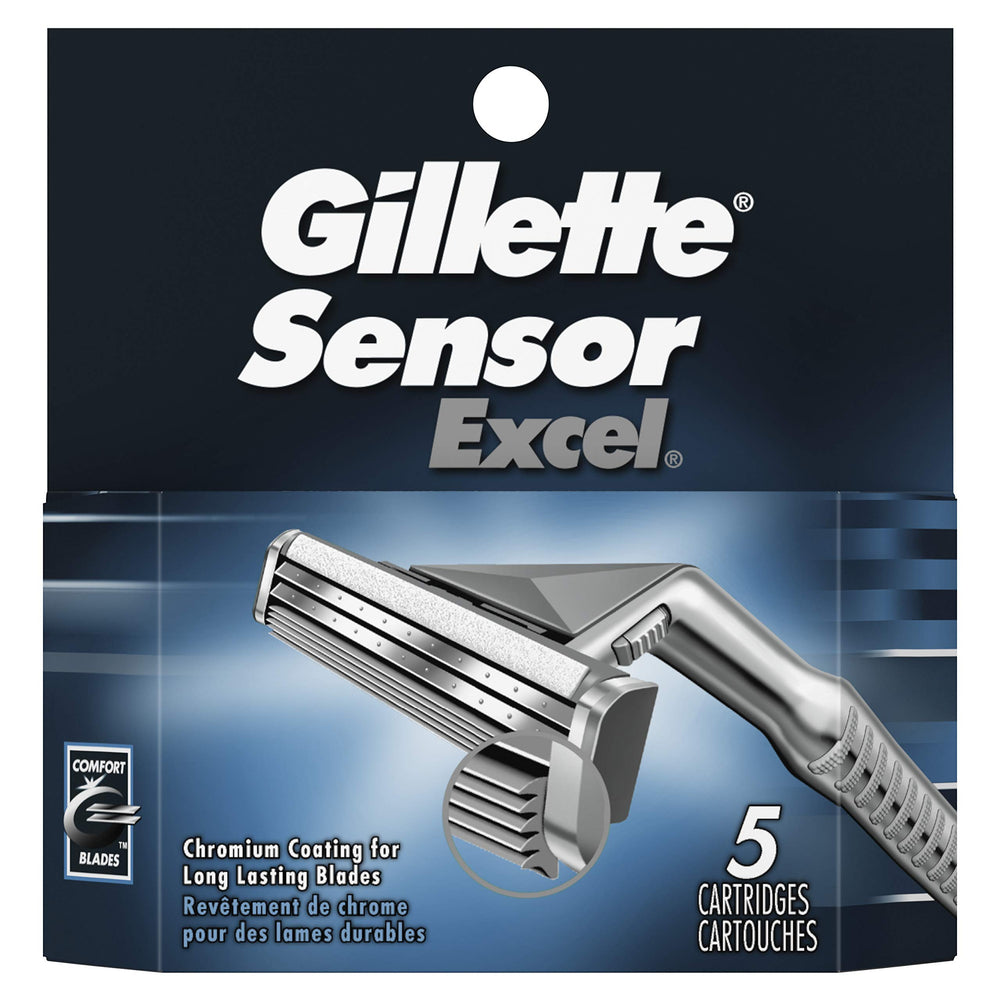 Gillette Sensor Excel cartridge front view for a smooth, comfortable shave