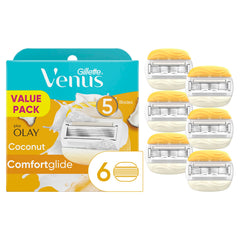 Gillette Venus ComfortGlide pivoting-head close-up for easy contour shaving.