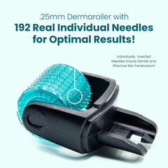 Gin Amber Beauty derma roller with 192 needles for precise facial use.