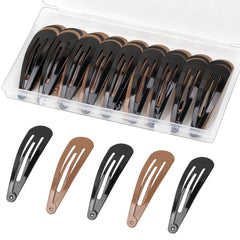 Gingbiss 40-piece large snap clip collection in black and brown for secure daily styling.