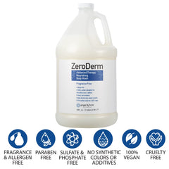 Allergen-free close-up emphasizes sulfate- and paraben-free formula for calm skin.