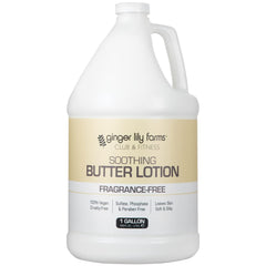 Ginger Lily Farms club fitness soothing butter lotion gallon refill front view demonstrates bulk hydration