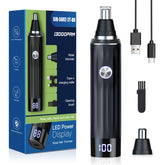 Ginity nose trimmer with LED display shows battery level for uninterrupted grooming