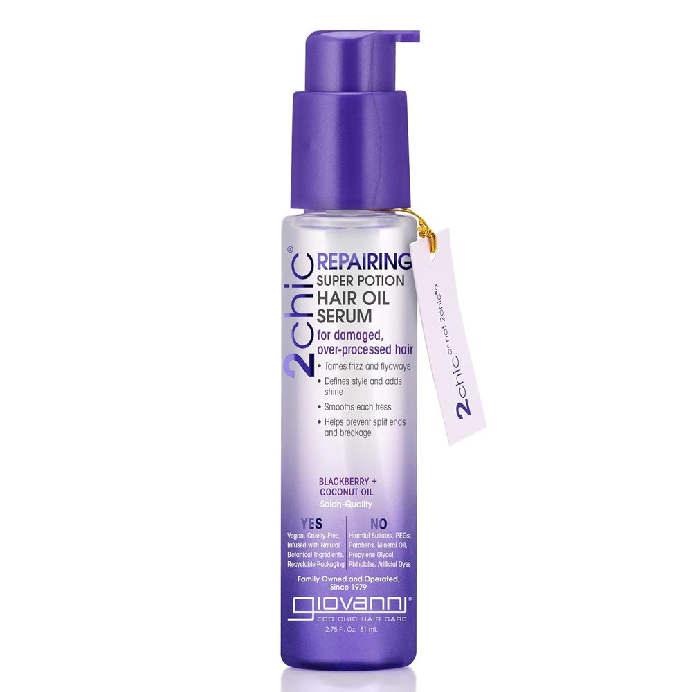 GIOVANNI 2chic repairing super potion bottle pour demonstrates easy application for silky, smooth ends