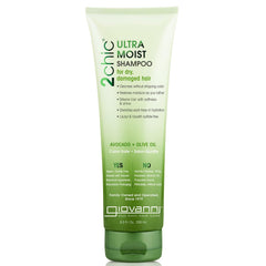 Giovanni 2chic Ultra-Moist Shampoo bottle with avocado-olive oil hydration for color-treated hair.