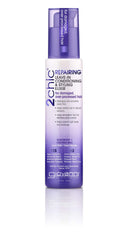 GIOVANNI 2chic Ultra Repairing Leave-In Elixir bottle shows detangling action and luminous shine.