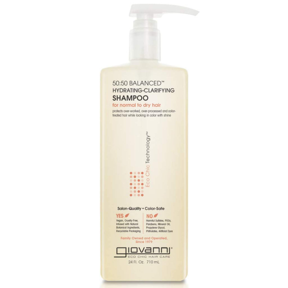GIOVANNI 50:50 bottle showing balanced hydrating formula for daily cleansing