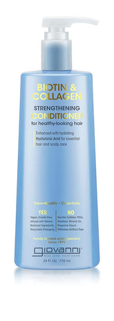 GIOVANNI Biotin & Collagen Conditioner bottle shows premium formula for stronger, thicker hair
