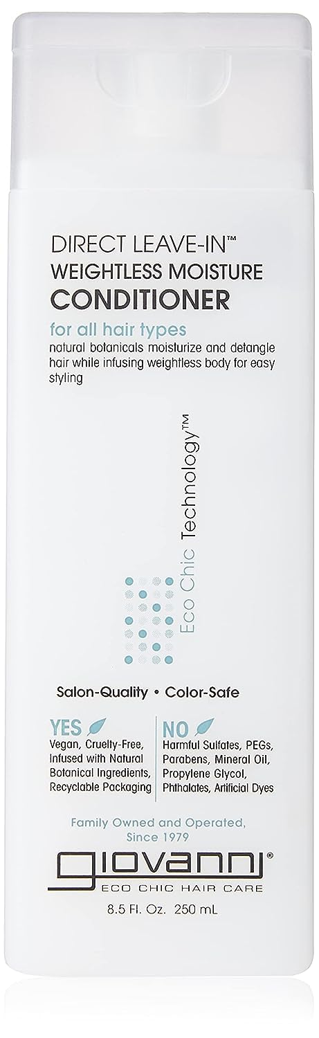 GIOVANNI Direct Leave-In bottle shows lightweight hydration for curls and detangling