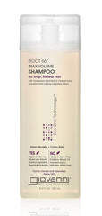 Giovanni Root 66 Max Volume Shampoo bottle closeup highlighting design for boosted volume