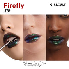 GIRLCULT Glass Shine Lip Gloss wet-gloss swatch reveals high-shine finish and bold color.