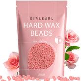 GIRLEARLE rose oil-infused hard wax beads for spa-like hair removal on sensitive skin.