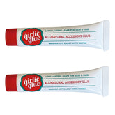 Girlie Glue bottle close-up for easy, temporary adornments on hair