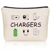 Girlly Charger Makeup Bag front zipper view for quick, organized on-the-go storage.