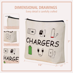 Girlly Charger Makeup Bag linen-lined interior accommodates cosmetics and cords neatly.