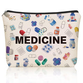 Girlly Medicine Makeup Bag front graphic colorful medical art, ideal for gifting and travel.