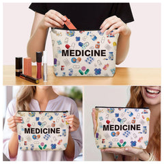 Girlly Medicine Makeup Bag waterproof exterior keeps contents protected on trips.