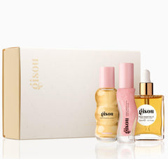 Gisou Honey Gloss On The Go Travel Set packaging shows a chic, travel-ready kit.