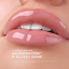 Gisou lip oil high-gloss shine on lips with sheer, non-tacky wear.