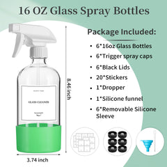 GIVAMEIHF 6-pack glass spray bottles with triggers for versatile cleaning.