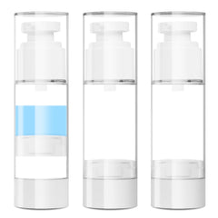 GIVITASOT airless pump bottles three-pack, front view, compact travel-friendly packaging.