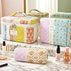 Givurao 3pc makeup bag set opened to show generous compartments for cosmetics