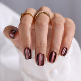 GJZEZ fall chocolate brown cat eye nails packaging for easy gifting and storage.