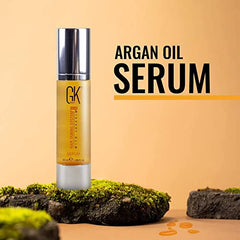 GK HAIR Oil Frizz Serum dispenser illustrates controlled, precise application to ends.