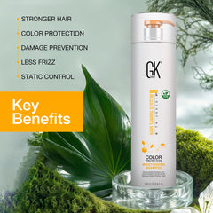 GK Hair sulfate-free lather close-up demonstrates mild cleansing for sensitive scalps.
