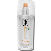 GK HAIR Vegan Leave-In Conditioner Spray bottle demonstrates lightweight detangler for frizz control.