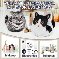 GKIOYRO gray cat travel toiletry bag compact — ideal for weekend getaways.