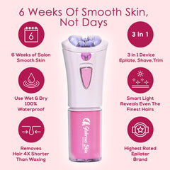 Glabrous Skin epilator exfoliation action showing gentle skin renewal.