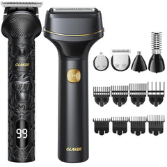 GLAKER Hair Clippers front view shows cordless convenience for quick home grooming.