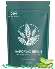 GLAM REBELS aloe wax beads closeup showing soothing formula for sensitive skin