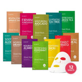 GLAM UP Korean Sheet Mask 12-pack gift set packaging shows vibrant holiday branding and great gifting value.