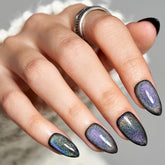 GLAMERMAID Black Blue Magnet Cat Eyes nails showcase dramatic shimmer for evening looks.