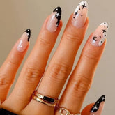 GLAMERMAID black press-on nails almond shape with emo crush finish for bold at home glam