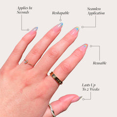 Glamnetic Winter Storm nails with tapered cuticle fit for natural nail appearance on trend.