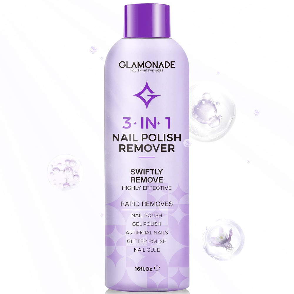 Glamonade acetone nail polish remover bottle for fast, professional soak-off at home.