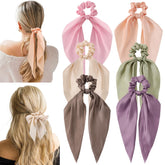 Glaudmeiss bow silk scrunchies color 1, soft satin for versatile styling and gentle wear